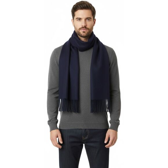 Lanvin Other - Lanvin Soft Luxurious 100% Wool Navy Fringe Scarf